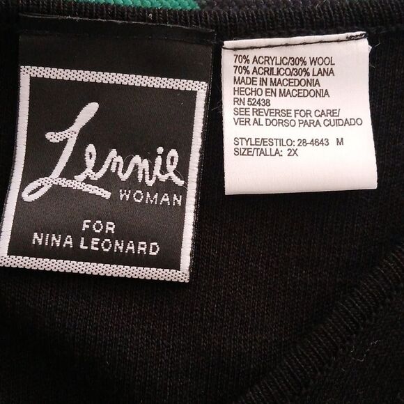 Lennie for Nina Leonard 2 pc  wool blend black dress and cardigan set Sz  2X NWT - Picture 12 of 12